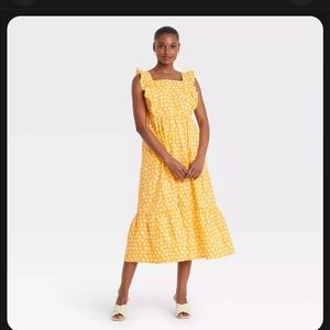 Target Who What Wear Orange Polka Dot Ruffle Dress NWT! Size M